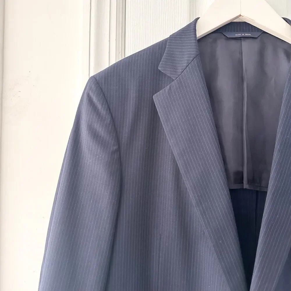 Brooks Brothers Brookscool Navy Blue Pinstripe Fitzgerald Full Canvas Blazer 42R
